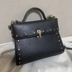 DIANA ダイアナ スタッズ ビジュー　2way ショルダーバッグ ブラック