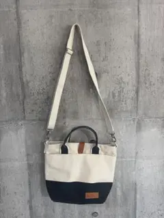 最終値下げ】森野帆布 トートバッグ 本革 ホワイト グレー 2way 人気 