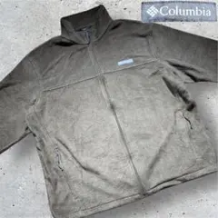 Columbia フリース カーキ オリーブ XL ワンポイントロゴ コロンビア