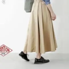 DANTON ダントン タック ロングスカート ベージュのサムネイル