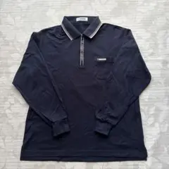 U.P renoma 長袖ポロシャツ L ネイビー 綿100% ジップ