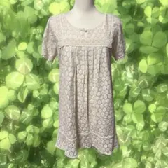 森ガール フェアリーグランジ 総レース アイボリー 半袖チュニック