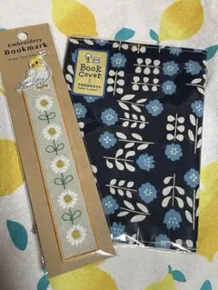 花柄布製ブックカバー 文庫サイズ　鳥しおり