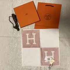 【新品タグ付】HERMES エルメス アヴァロン タオルハンカチ ローズ リラ 新品タグ付】HERMES エルメス アヴァロン タオルハンカチ ローズ リラ