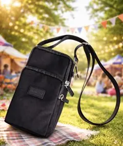 【新品未使用】スマホショルダー ポシェット 黒 フェス サコッシュ