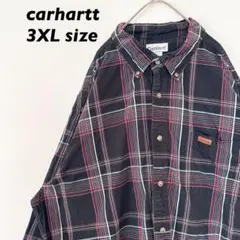 カーハート　長袖シャツ　ボタンダウン　チェック　皮タグ　男女兼用　3XLサイズ