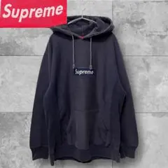 Supreme ボックスロゴパーカー ブラック ネイビー L カナダ製 L 刺繍