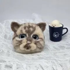 羊毛フェルト 猫 茶トラ キーホルダー - メルカリ