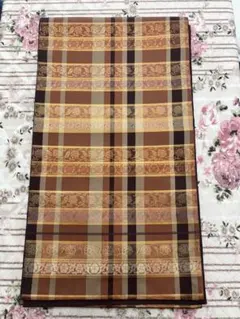 袋帯 チェック文様 織り出し 茶系 美品のサムネイル