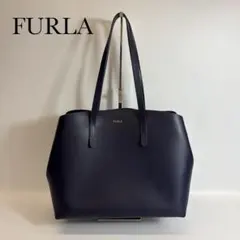 ⭐️美品⭐️フルラ トートバッグ レジーナ レザー　シボ革 ブラック A4収納可 FURLA美品】シボレザー A4収納可ブラックトートバッグ ハンドル高さ