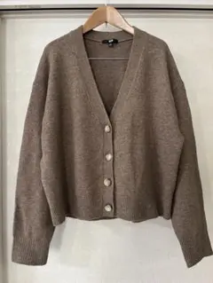 【Lサイズ】UNIQLO ユニクロ　スフレヤーンVネックショートカーディガン