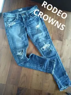 【RODEOCROWNS ダメージ スキニーデニムジーンズ25】ロデオクラウンズ