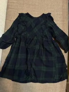 チェック柄長袖ワンピース