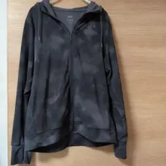 ユニクロエアリズムUVカットメッシュフルジッププリントパーカ ダークグレー XL