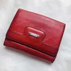 CELINE セリーヌ 二つ折り財布 レッド レザー ロゴプレートのサムネイル