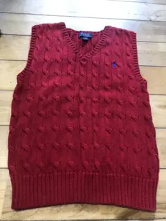 Polo Ralph Lauren 赤 ケーブルニット Vネックベスト