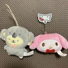 ポムポムプリンコアラとマイメロディ＆キティコラボ ぬいぐるみストラップセット