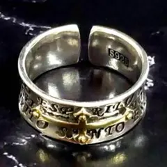 オープン特価　刻印入り　silver925 メンズ　メキシカンリング　クロス