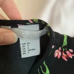H&M 花柄 半袖 ひざ丈ワンピース US 4