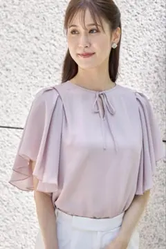 新品 タグ付き！りぼん ブラウスtocco closet グレイッシュピンク