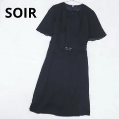 SOIR 東京ソワール 昭和レトロ ロングワンピース 黒 ベルト シフォン