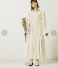 mikke 2WAYウエストリボンボリュームスリーブティアードワンピース