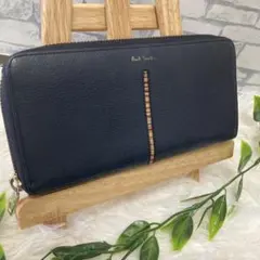 【美品】Paul Smith ネイビー ラウンドジップ長財布