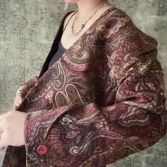No.230総柄ペイズリー柄ウールレトロシャツヴィンテージジャケット羽織り古着