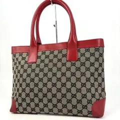 【極美品】　GUCCI トートバック　gg キャンバス　レザー　肩掛け可能　自立