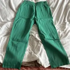 グリーン イージーパンツ ウエスト調整可能