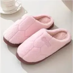ピンク 室内用もこもこ裏起毛スリッパ 男女兼用のサムネイル