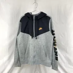 ナイキ スウェット フルジップパーカー 切替ナイロン 異素材 プリント 裏起毛