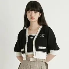 LILY BROWN MARY QUANT クロップドニットカーディガン ロゴのサムネイル
