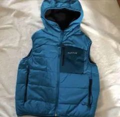 モンベル160サーマランドフードベスト水色ブラック男の子リバーシブル女の子ベスト