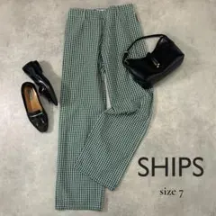 SHIPS グリーンチェックパンツ コットン100％ S相当 ストレートのサムネイル