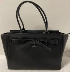 kate spade 黒 レザー トートバッグ