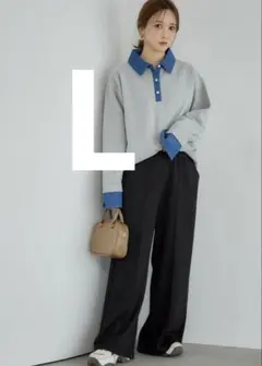L しまむらフレアパンツ　mysa 田中里奈　ワイドパンツ　ブラックパンツ　新品