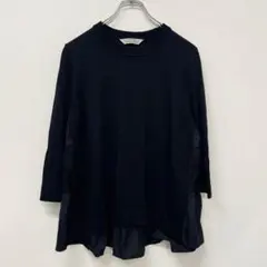 トラッゾドンナ　ブラック　七分袖チュニック　【F】　サマーニット　裾フリルのサムネイル
