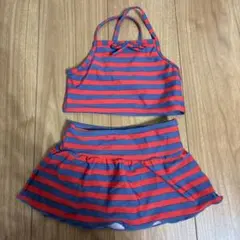 赤と青のストライプ セパレート水着 110センチ