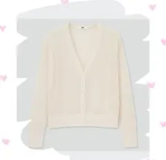 UNIQLOハイツイストコットンショートカーディガン オフホワイト S
