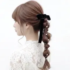 ワイドベロアリボン ヘアアクセサリー