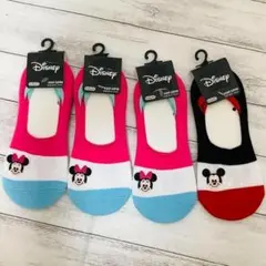 【4足セット】ディズニー ミッキー ミニー くるぶしソックス レディース