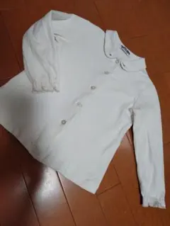 familiar✨110襟付き長袖シャツ リボン刺繍入り 女の子