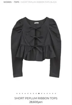 CLANE SHORT PEPLUM RIBBON TOPS ブラックのサムネイル