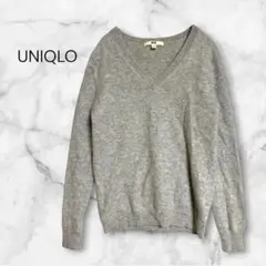 UNIQLO ユニクロ　Vネック カシミヤ セーター ニット 無地 グレー M