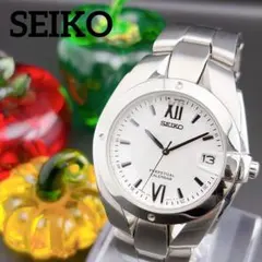 希少・美品】セイコー トリプルカレンダー 100m ホワイト クォーツ 