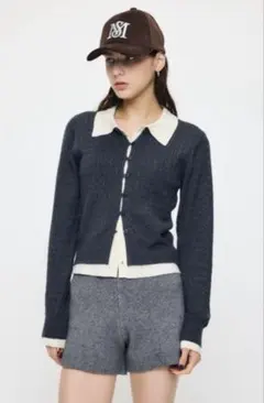 マウジー　moussy LAYERED LIKE ニットトップス グレー