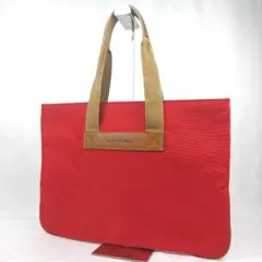 LANCEL ランセル トートバッグ レッド キャンバス レザー 大容量