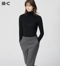UNIQLO極暖極暖ヒートテックカシミヤブレンドタートルネックTベストセラー黒