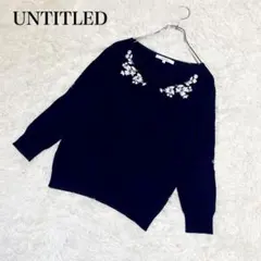 近年モデル　アンタイトル　刺繍ニット　ネイビーブラック　Mサイズ